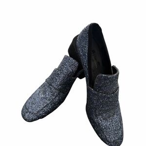 NWOT Stuart Weitzman blue glitter loafers size 6
